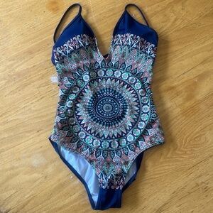 Retro billabong mandala, one piece bathing suit.